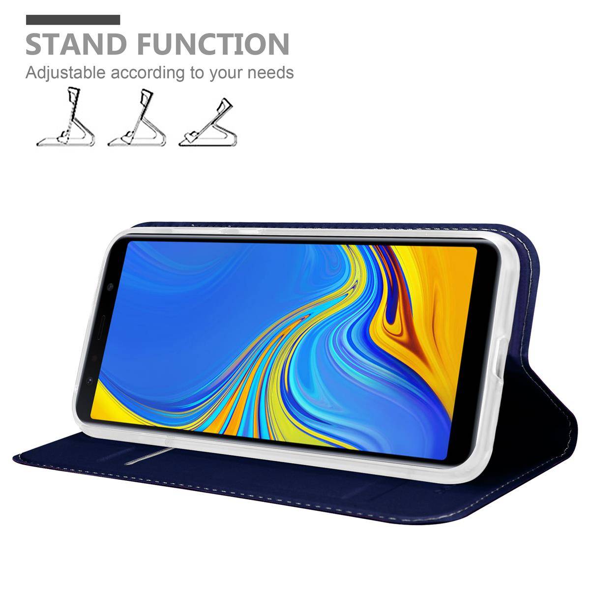 Cadorabo Handyhülle für Samsung Galaxy A7 2018 Schutz Hülle in Blau Cover Etui Book Case Booklet