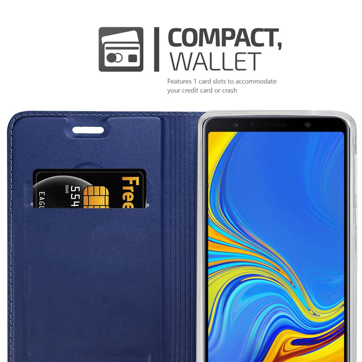 Cadorabo Handyhülle für Samsung Galaxy A7 2018 Schutz Hülle in Blau Cover Etui Book Case Booklet
