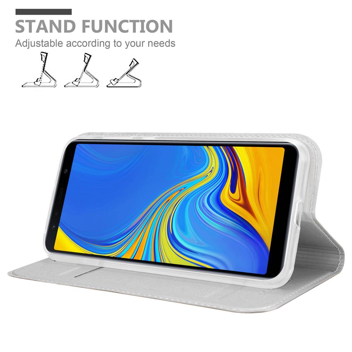 Cadorabo Handyhülle für Samsung Galaxy A7 2018 Schutz Hülle in Silber Cover Etui Book Case Booklet