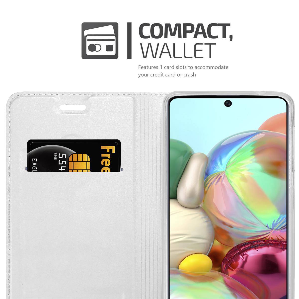Cadorabo Handyhülle für Samsung Galaxy A71 5G Schutz Hülle in Silber Cover Etui Book Case Booklet