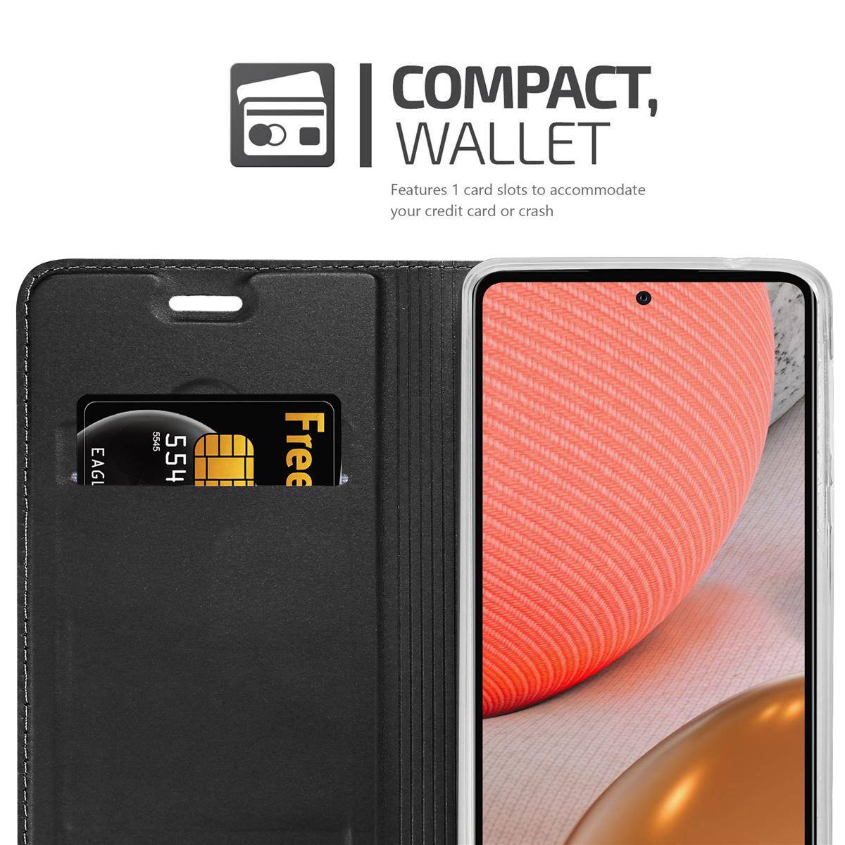 Cadorabo Handyhülle für Samsung Galaxy A72 4G / 5G Schutz Hülle in Schwarz Cover Etui Book Case Booklet