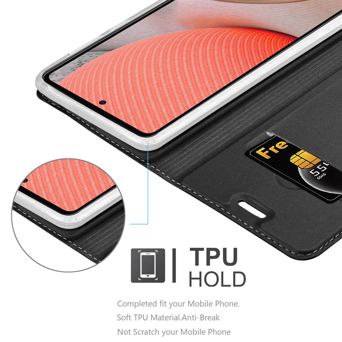 Cadorabo Handyhülle für Samsung Galaxy A72 4G / 5G Schutz Hülle in Schwarz Cover Etui Book Case Booklet