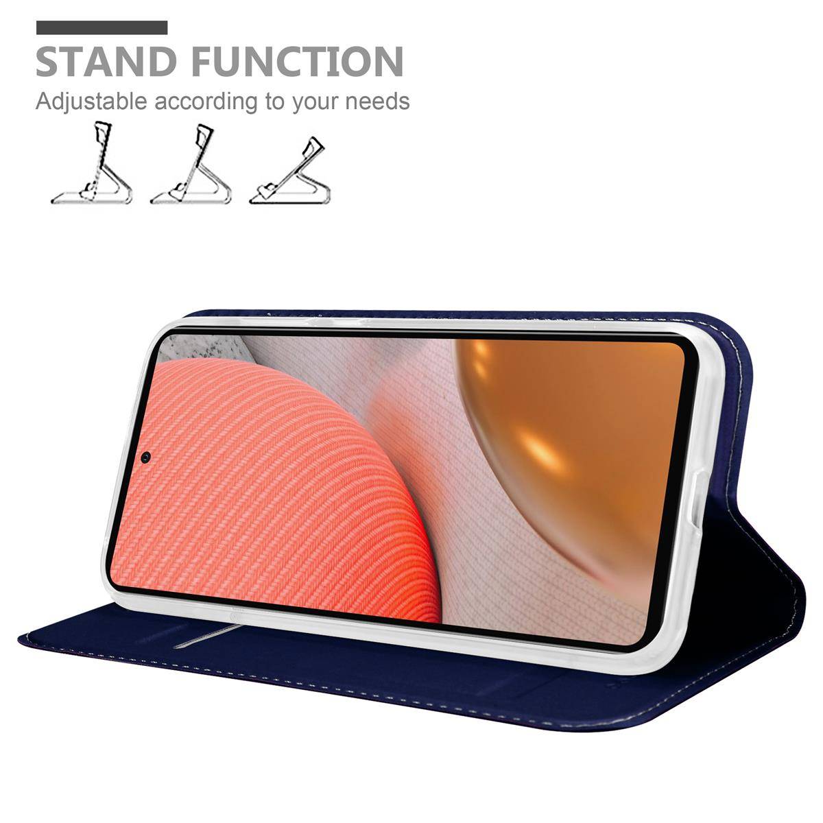 Cadorabo Handyhülle für Samsung Galaxy A72 4G / 5G Schutz Hülle in Blau Cover Etui Book Case Booklet