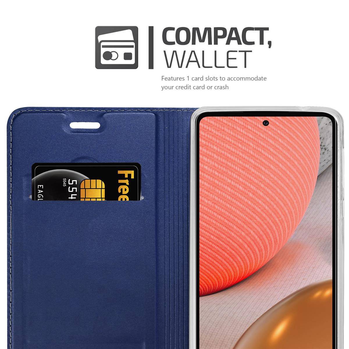 Cadorabo Handyhülle für Samsung Galaxy A72 4G / 5G Schutz Hülle in Blau Cover Etui Book Case Booklet