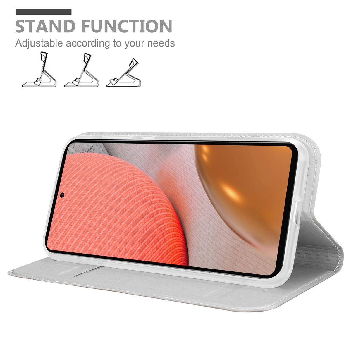 Cadorabo Handyhülle für Samsung Galaxy A72 4G / 5G Schutz Hülle in Silber Cover Etui Book Case Booklet