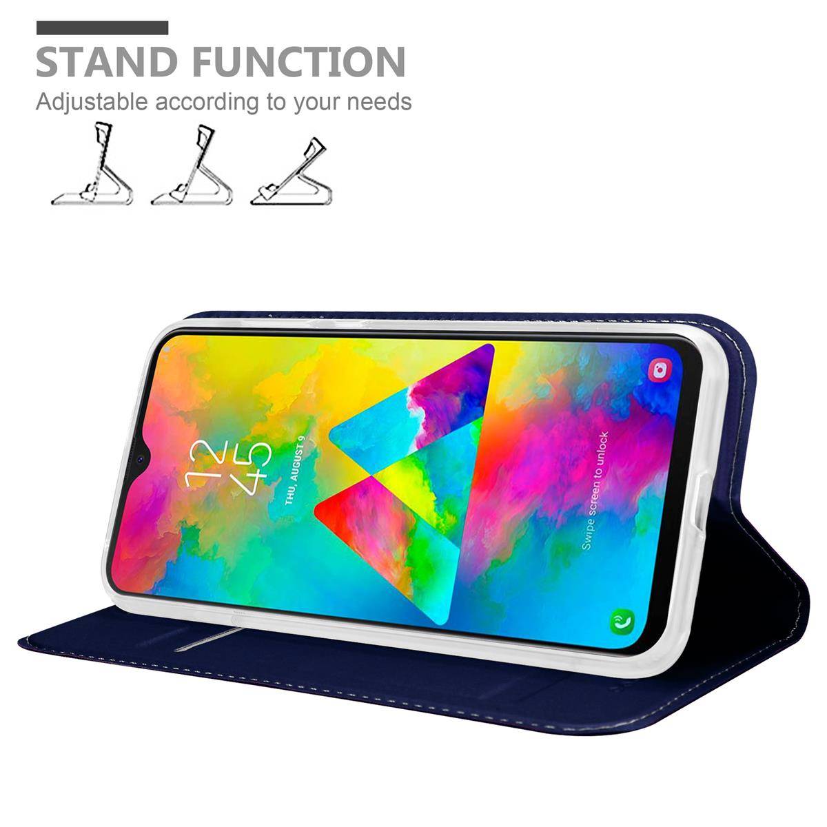 Cadorabo Handyhülle für Samsung Galaxy M20 Schutz Hülle in Blau Cover Etui Book Case Booklet