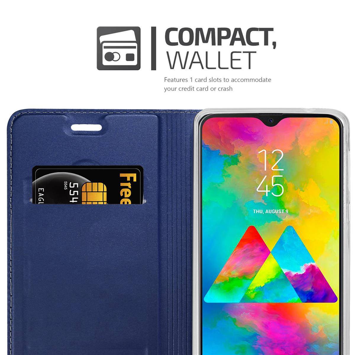 Cadorabo Handyhülle für Samsung Galaxy M20 Schutz Hülle in Blau Cover Etui Book Case Booklet