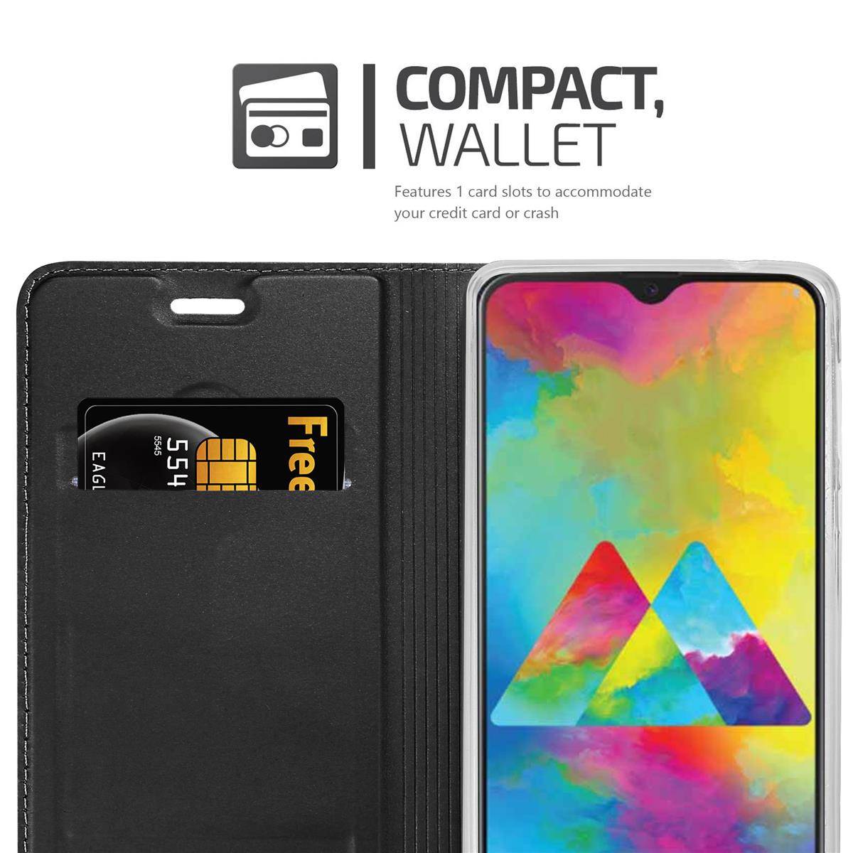 Cadorabo Handyhülle für Samsung Galaxy M21 / M30s Schutz Hülle in Schwarz Cover Etui Book Case Booklet