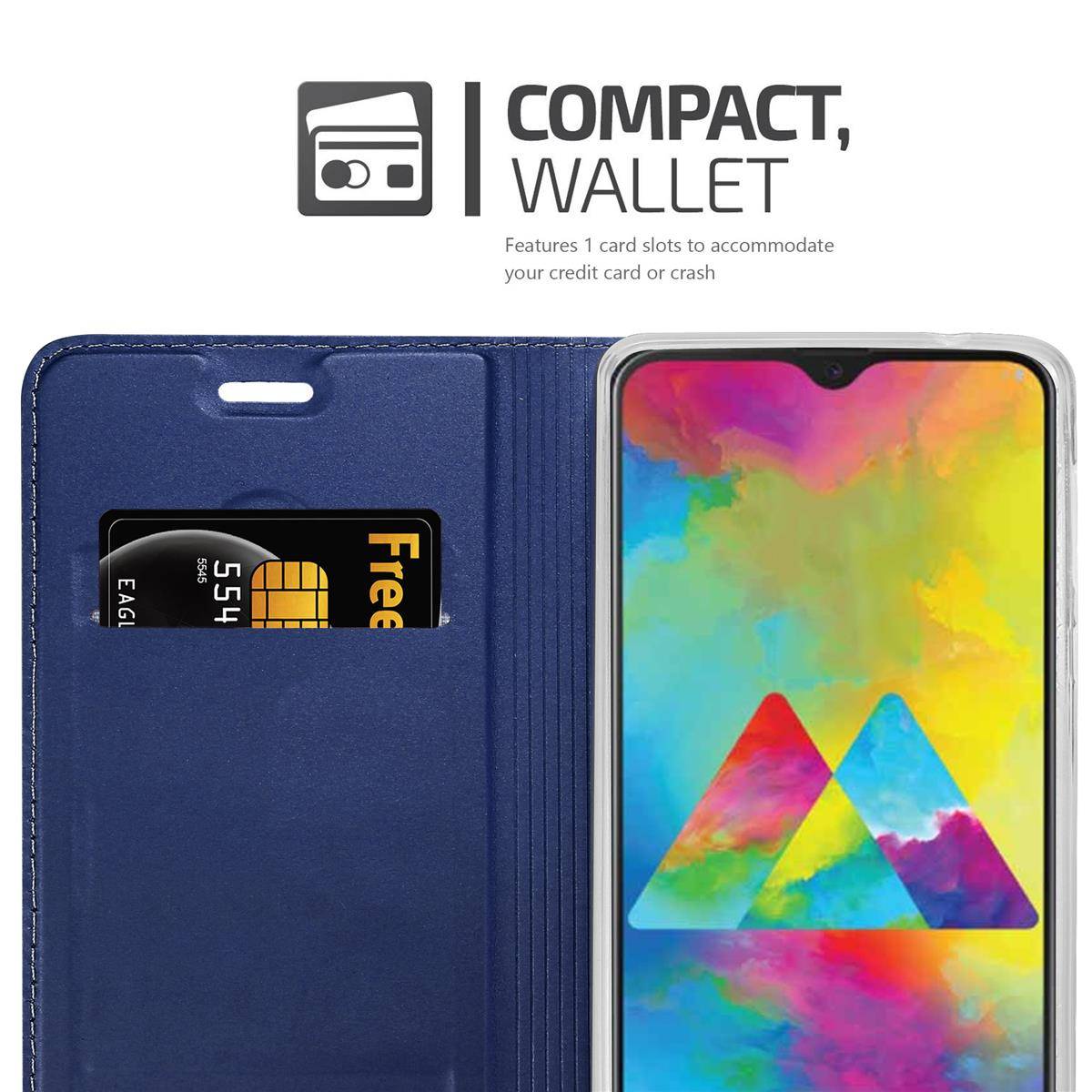 Cadorabo Handyhülle für Samsung Galaxy M21 / M30s Schutz Hülle in Blau Cover Etui Book Case Booklet