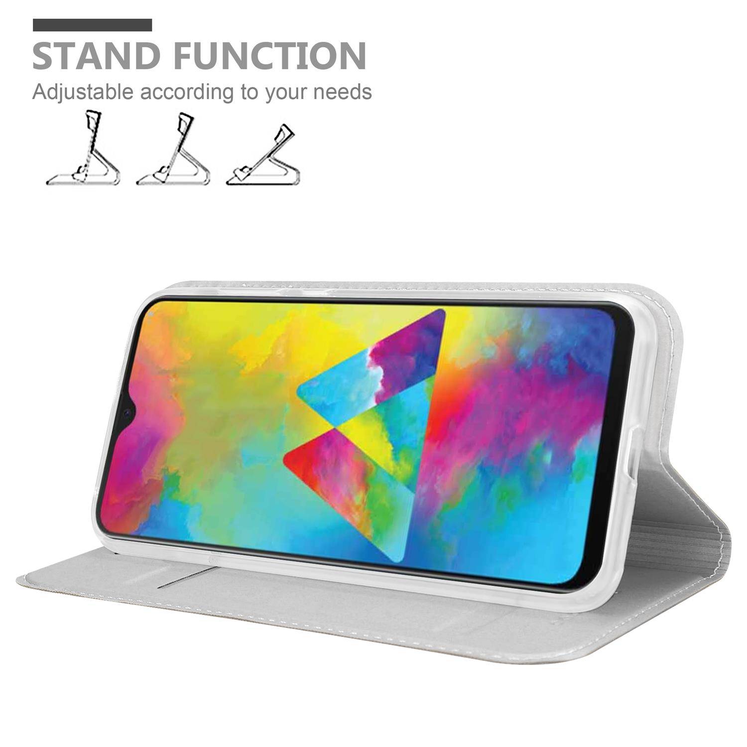 Cadorabo Handyhülle für Samsung Galaxy M21 / M30s Schutz Hülle in Silber Cover Etui Book Case Booklet