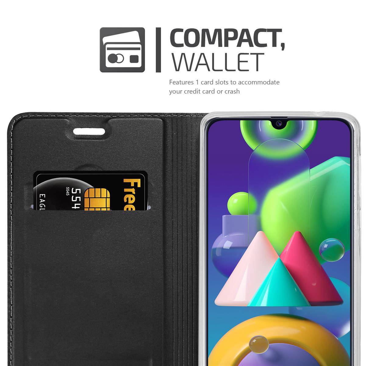 Cadorabo Handyhülle für Samsung Galaxy M31 Schutz Hülle in Schwarz Cover Etui Book Case Booklet