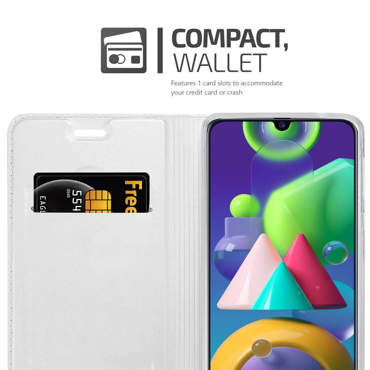 Cadorabo Handyhülle für Samsung Galaxy M31 Schutz Hülle in Silber Cover Etui Book Case Booklet