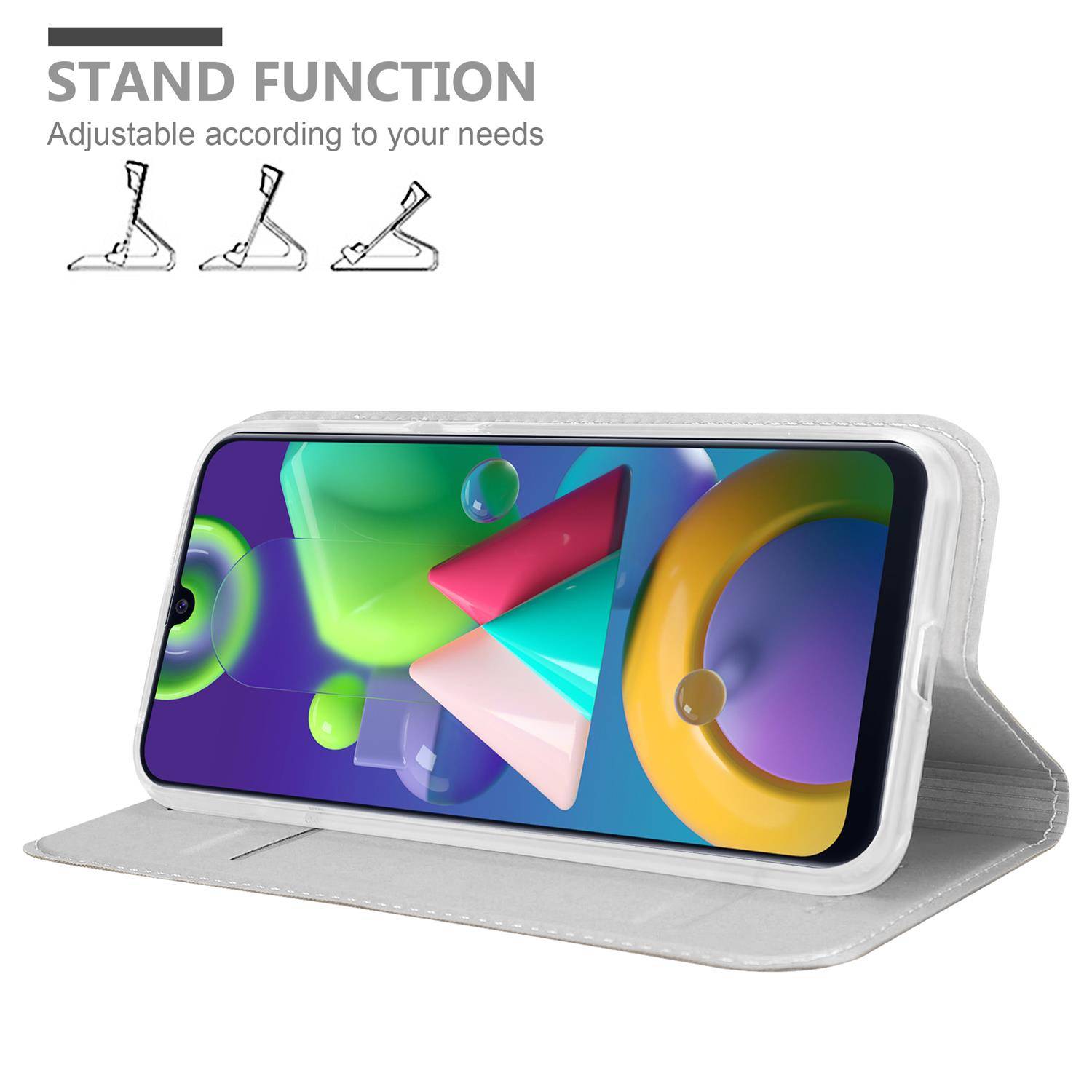 Cadorabo Handyhülle für Samsung Galaxy M31 Schutz Hülle in Silber Cover Etui Book Case Booklet