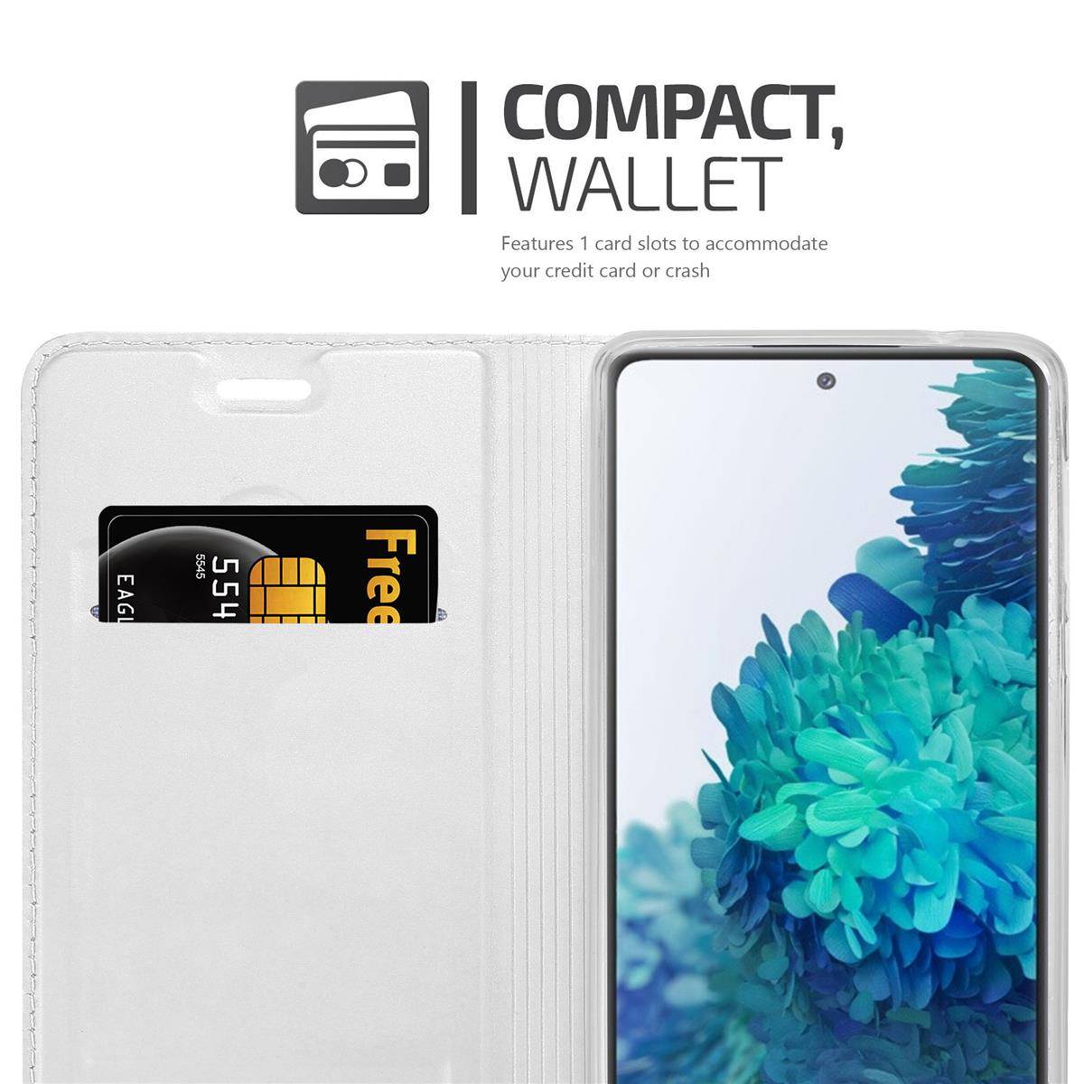 Cadorabo Handyhülle für Samsung Galaxy S20 FE Schutz Hülle in Silber Cover Etui Book Case Booklet