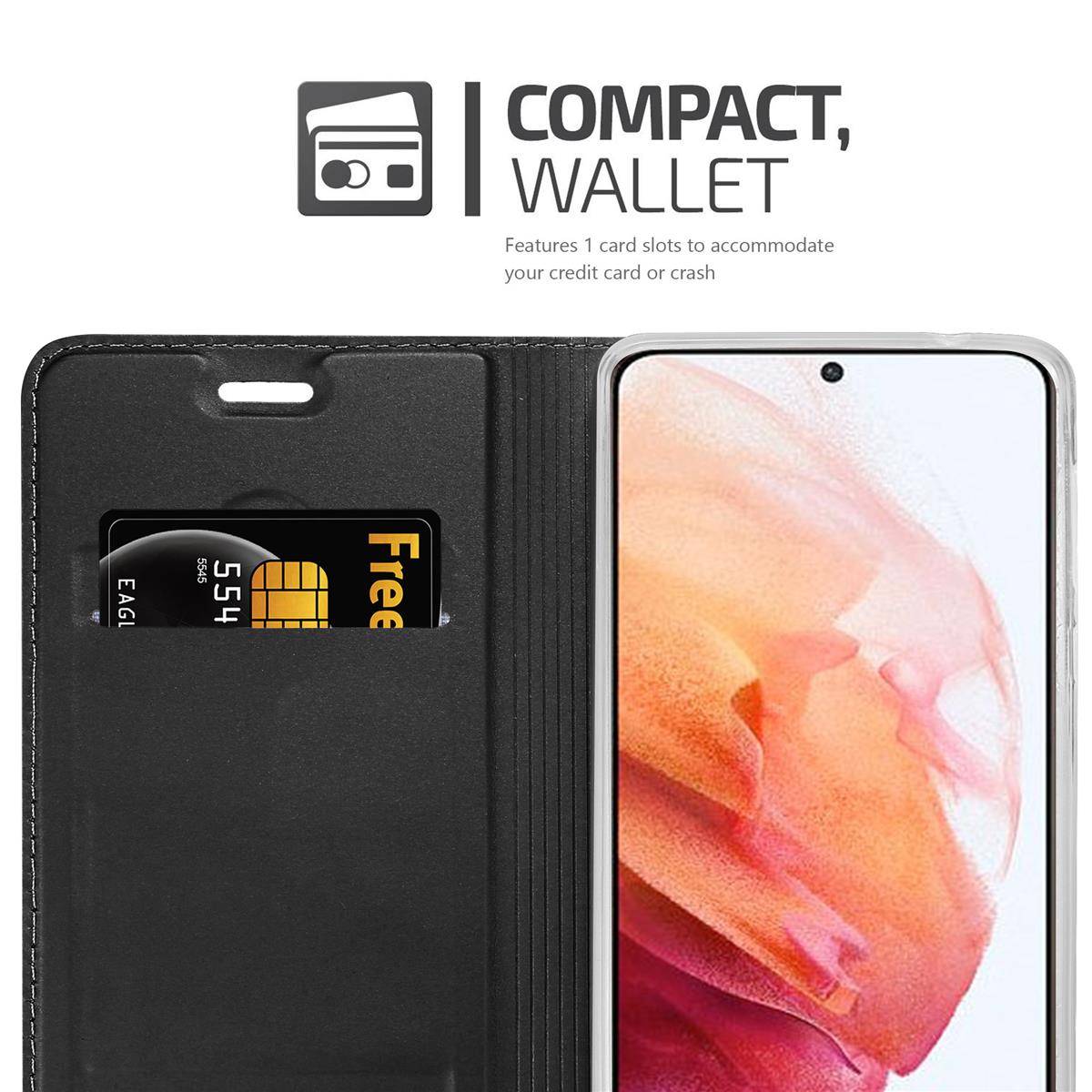 Cadorabo Handyhülle für Samsung Galaxy S21 5G Schutz Hülle in Schwarz Cover Etui Book Case Booklet