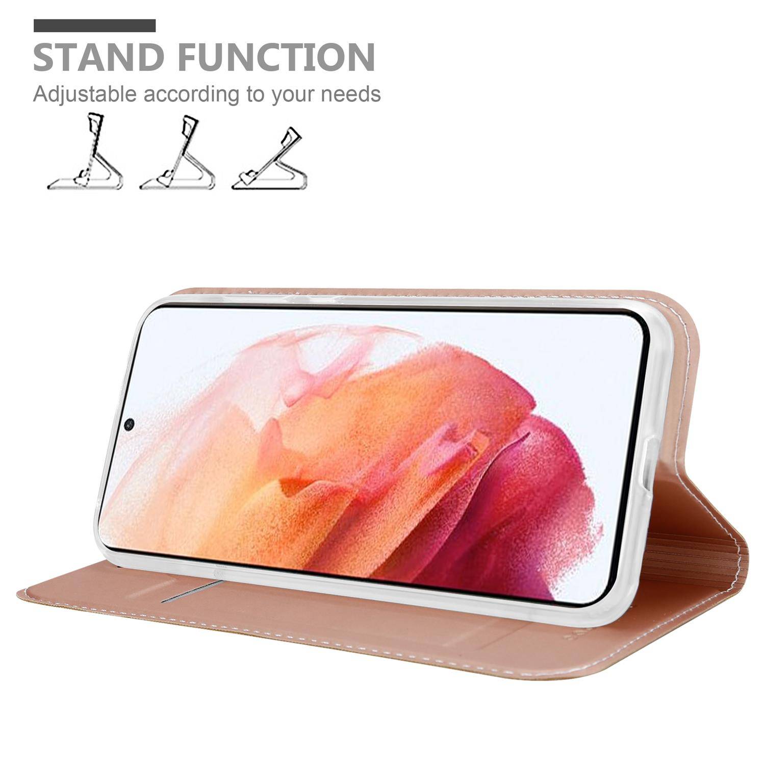 Cadorabo Handyhülle für Samsung Galaxy S21 5G Schutz Hülle in Rosa Cover Etui Book Case Booklet