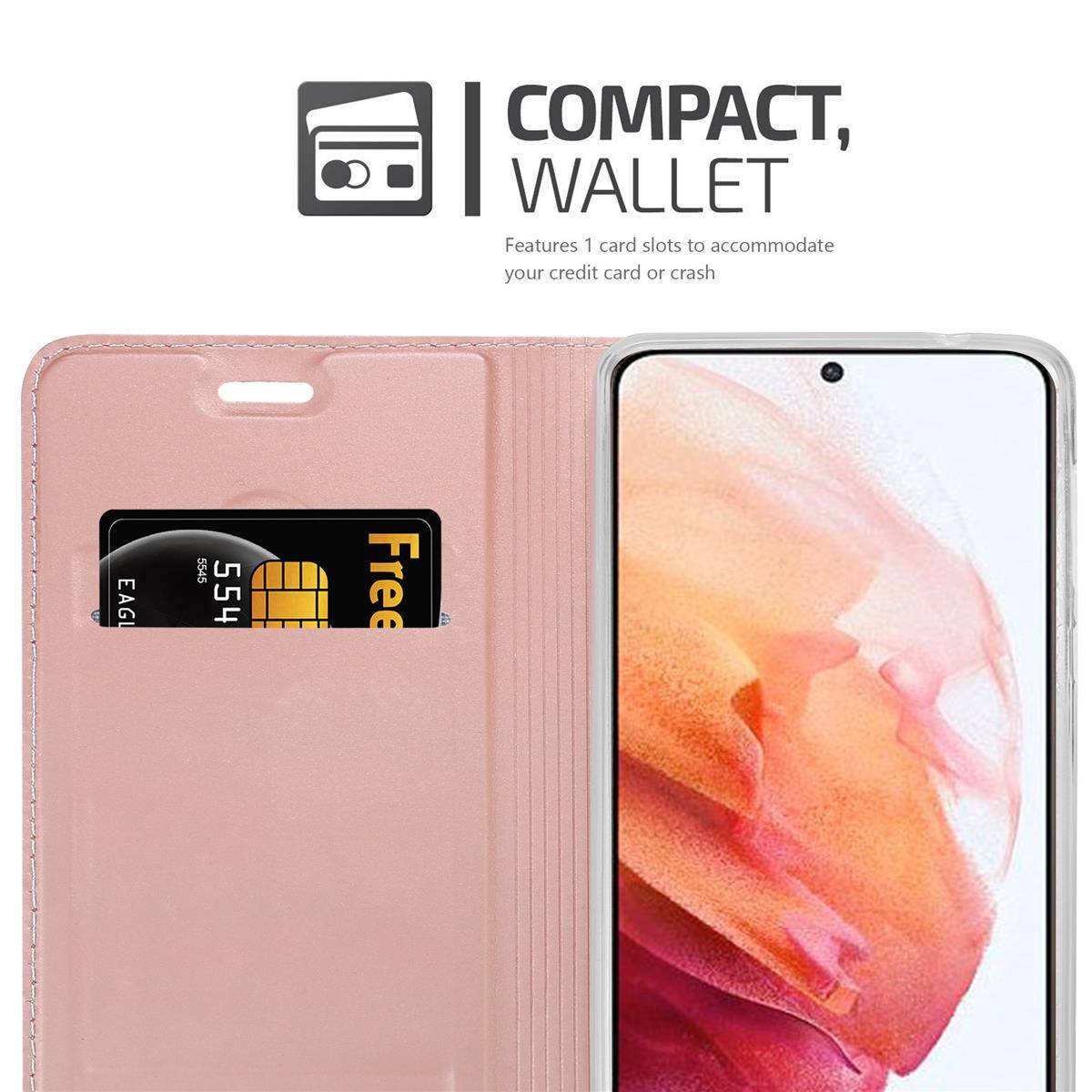 Cadorabo Handyhülle für Samsung Galaxy S21 5G Schutz Hülle in Rosa Cover Etui Book Case Booklet