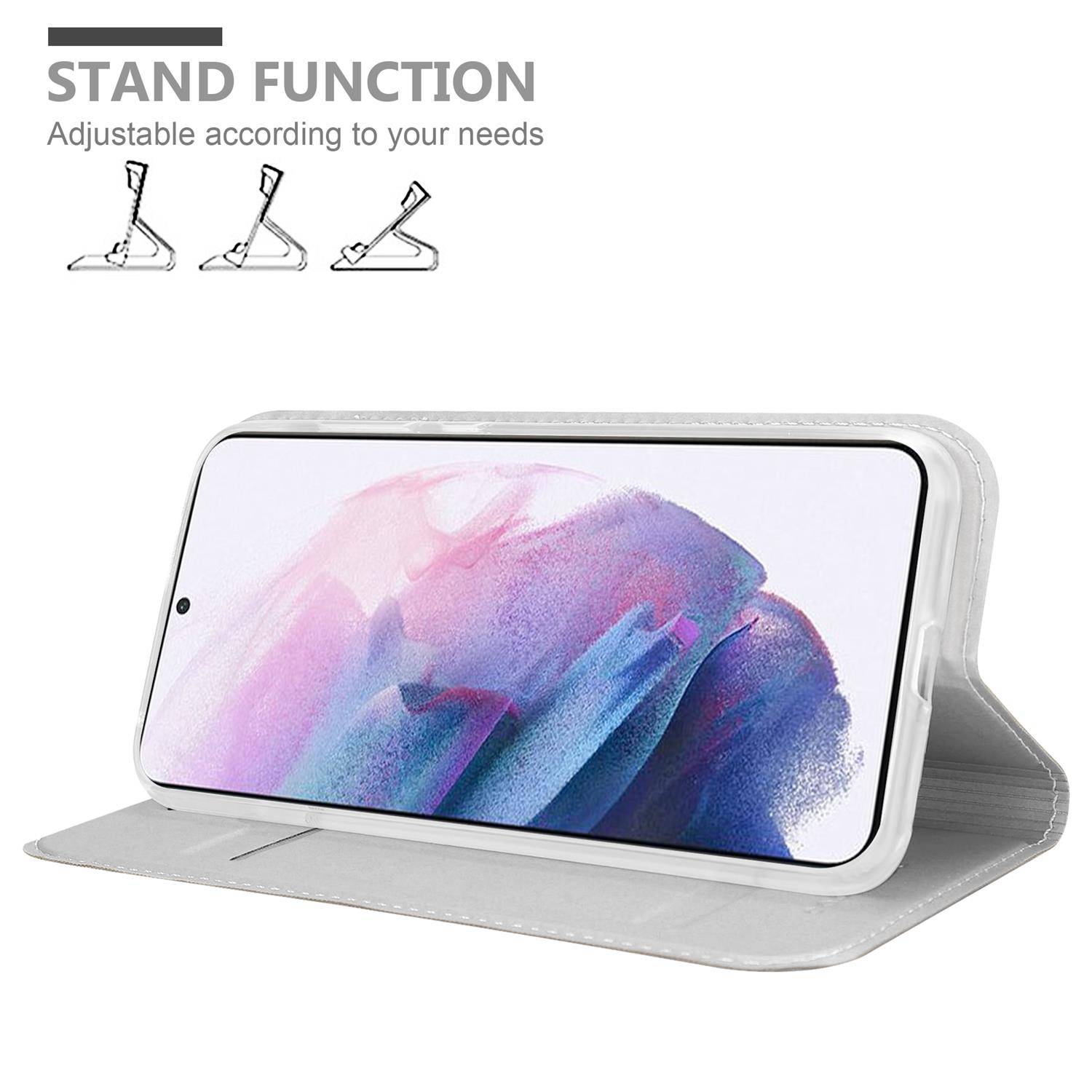 Cadorabo Handyhülle für Samsung Galaxy S21 PLUS Schutz Hülle in Silber Cover Etui Book Case Booklet