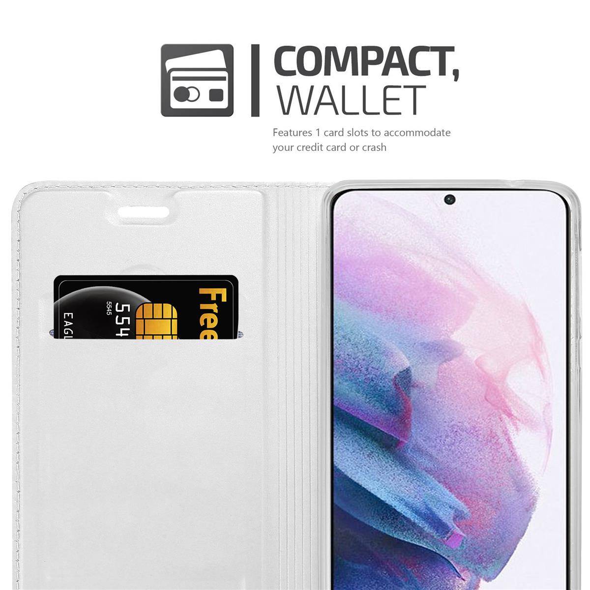 Cadorabo Handyhülle für Samsung Galaxy S21 PLUS Schutz Hülle in Silber Cover Etui Book Case Booklet