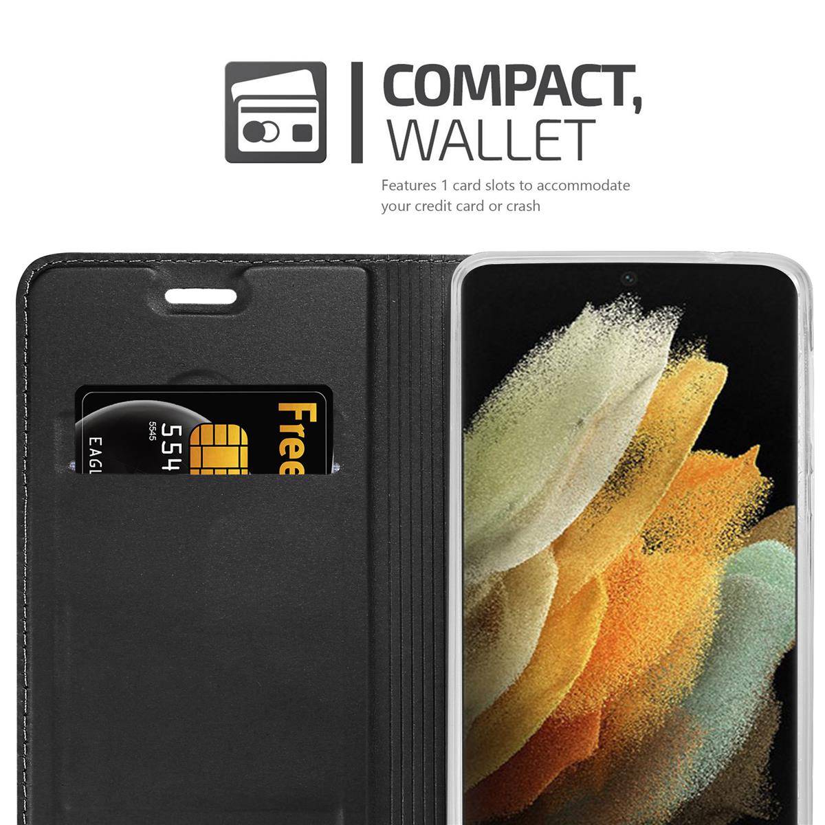 Cadorabo Handyhülle für Samsung Galaxy S21 ULTRA Schutz Hülle in Schwarz Cover Etui Book Case Booklet