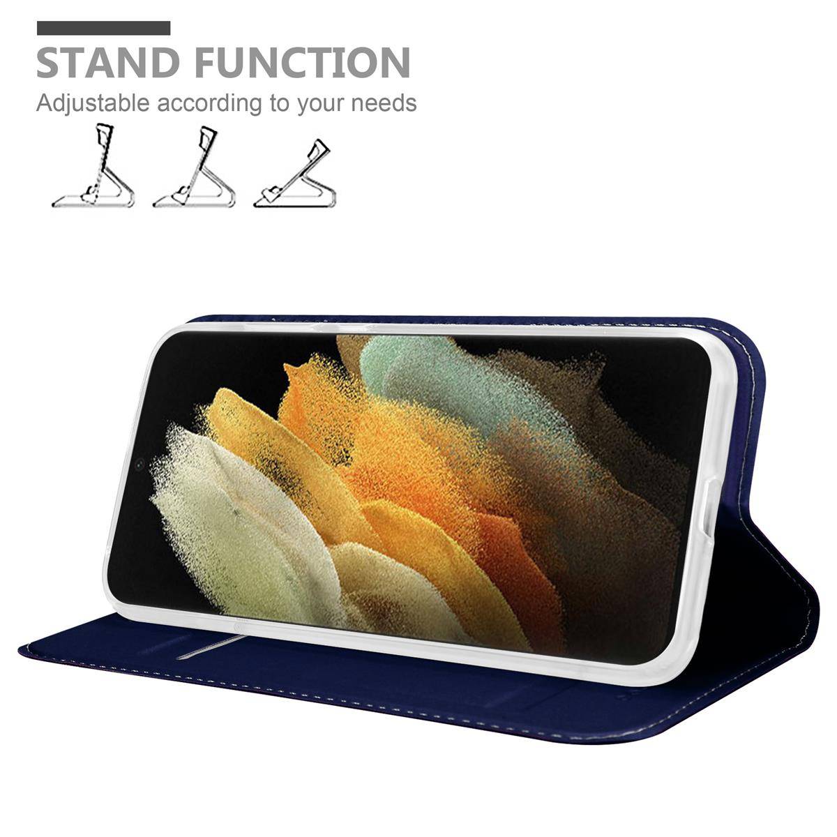 Cadorabo Handyhülle für Samsung Galaxy S21 ULTRA Schutz Hülle in Blau Cover Etui Book Case Booklet