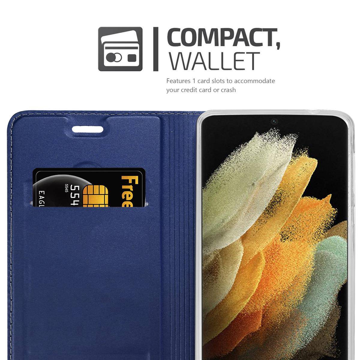 Cadorabo Handyhülle für Samsung Galaxy S21 ULTRA Schutz Hülle in Blau Cover Etui Book Case Booklet