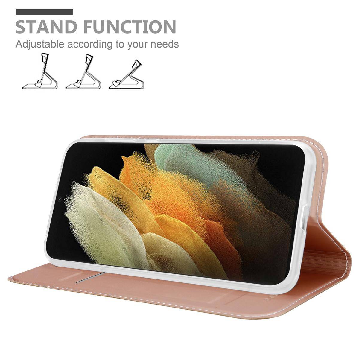 Cadorabo Handyhülle für Samsung Galaxy S21 ULTRA Schutz Hülle in Rosa Cover Etui Book Case Booklet