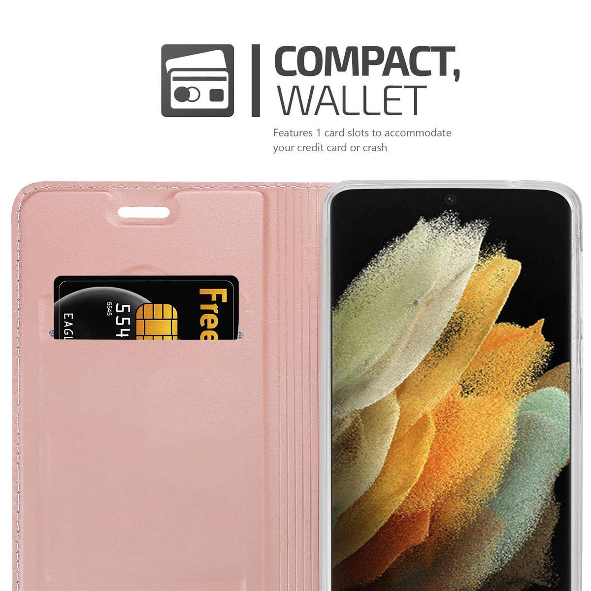 Cadorabo Handyhülle für Samsung Galaxy S21 ULTRA Schutz Hülle in Rosa Cover Etui Book Case Booklet