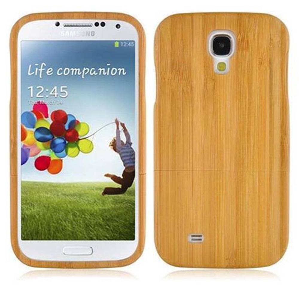 Cadorabo Hülle für Samsung Galaxy S4 Schutzhülle aus Hellbraun Handyhülle 100% Echtholz