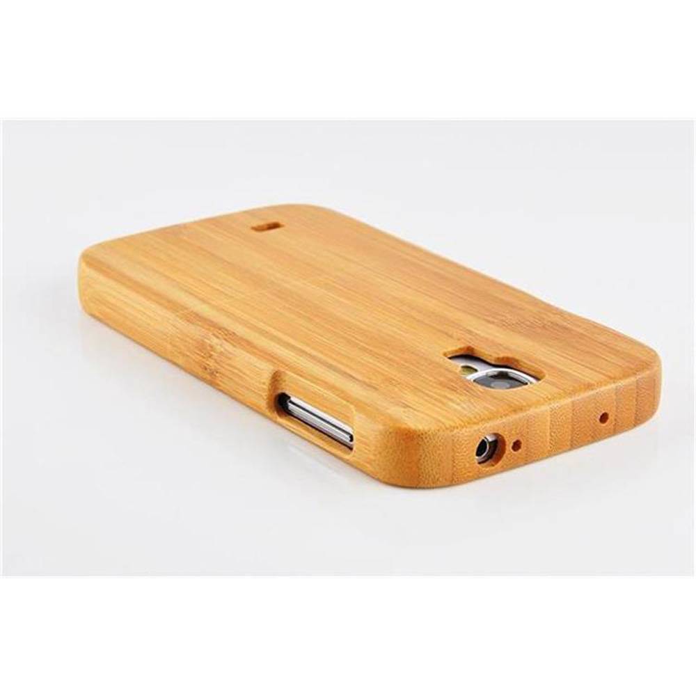 Cadorabo Hülle für Samsung Galaxy S4 Schutzhülle aus Hellbraun Handyhülle 100% Echtholz