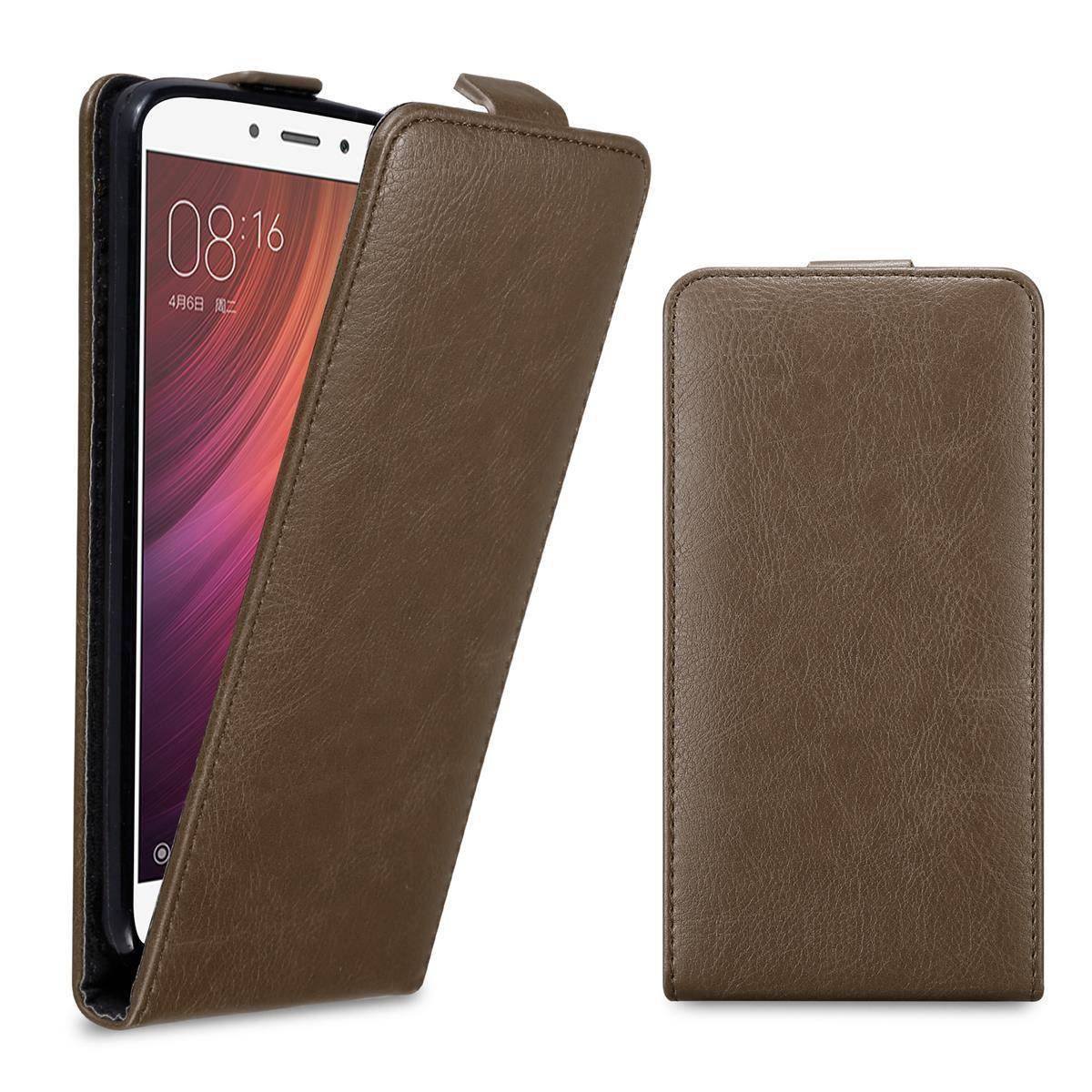 Cadorabo Hülle für Xiaomi RedMi NOTE 4 Schutz Hülle in Braun Flip Etui Handyhülle Case Cover