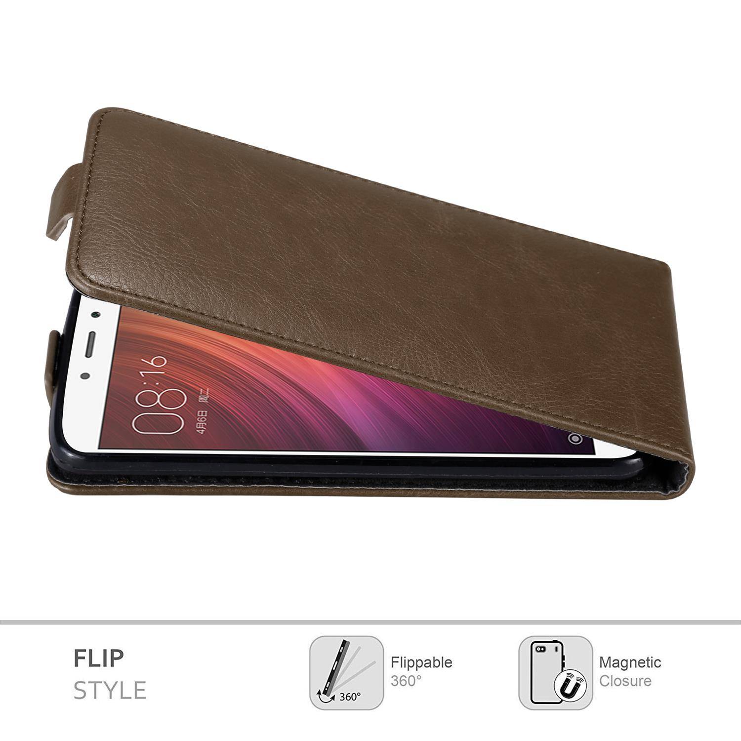 Cadorabo Hülle für Xiaomi RedMi NOTE 4 Schutz Hülle in Braun Flip Etui Handyhülle Case Cover