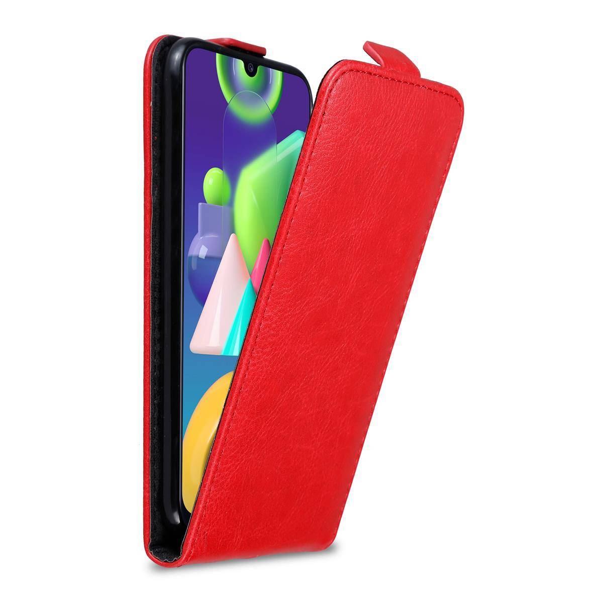 Cadorabo Hülle für Samsung Galaxy M21 / M30s Schutz Hülle in Rot Flip Etui Handyhülle Case Cover