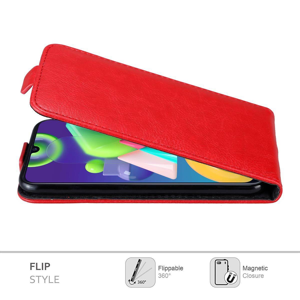 Cadorabo Hülle für Samsung Galaxy M21 / M30s Schutz Hülle in Rot Flip Etui Handyhülle Case Cover