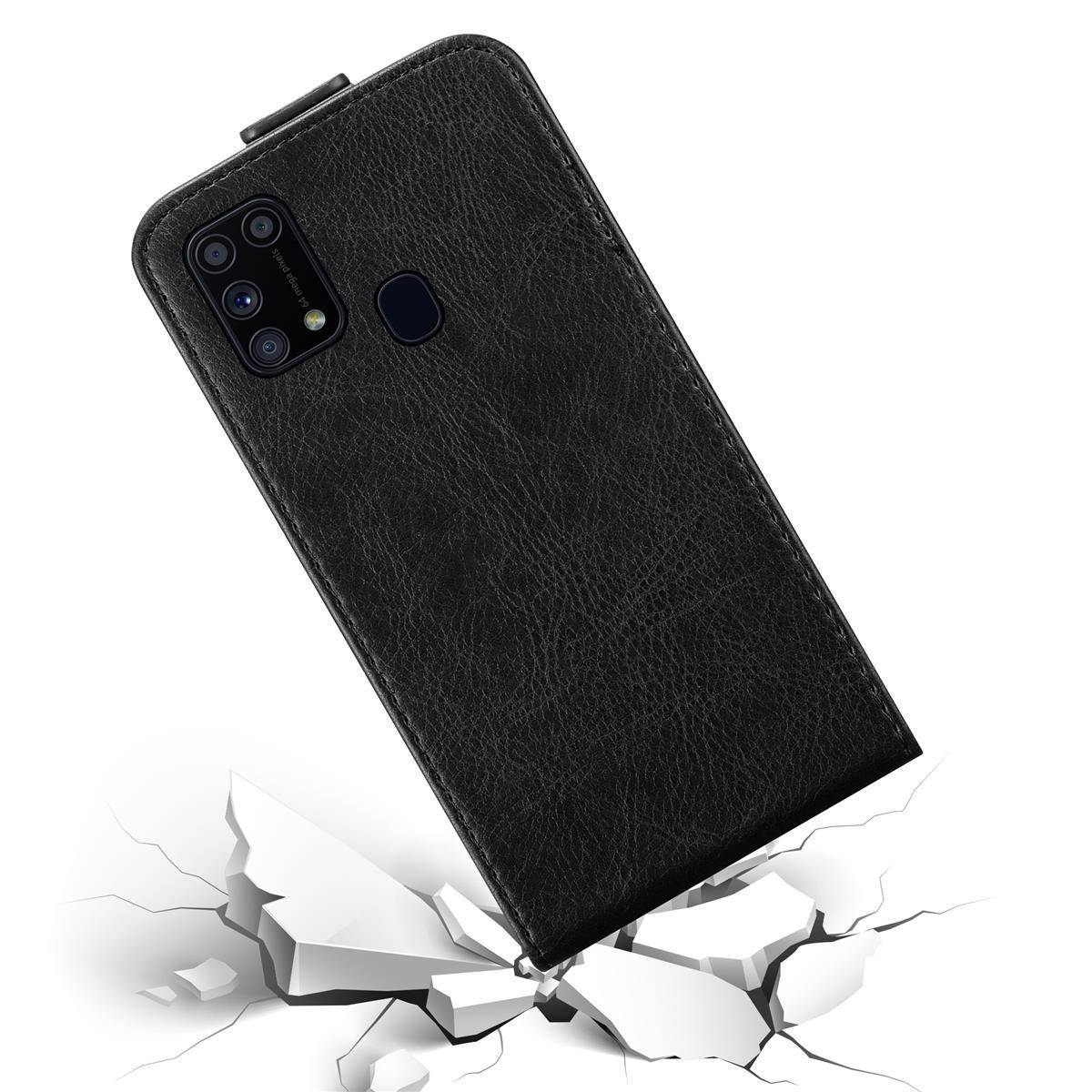 Cadorabo Hülle für Samsung Galaxy M21 / M30s Schutz Hülle in Schwarz Flip Etui Handyhülle Case Cover