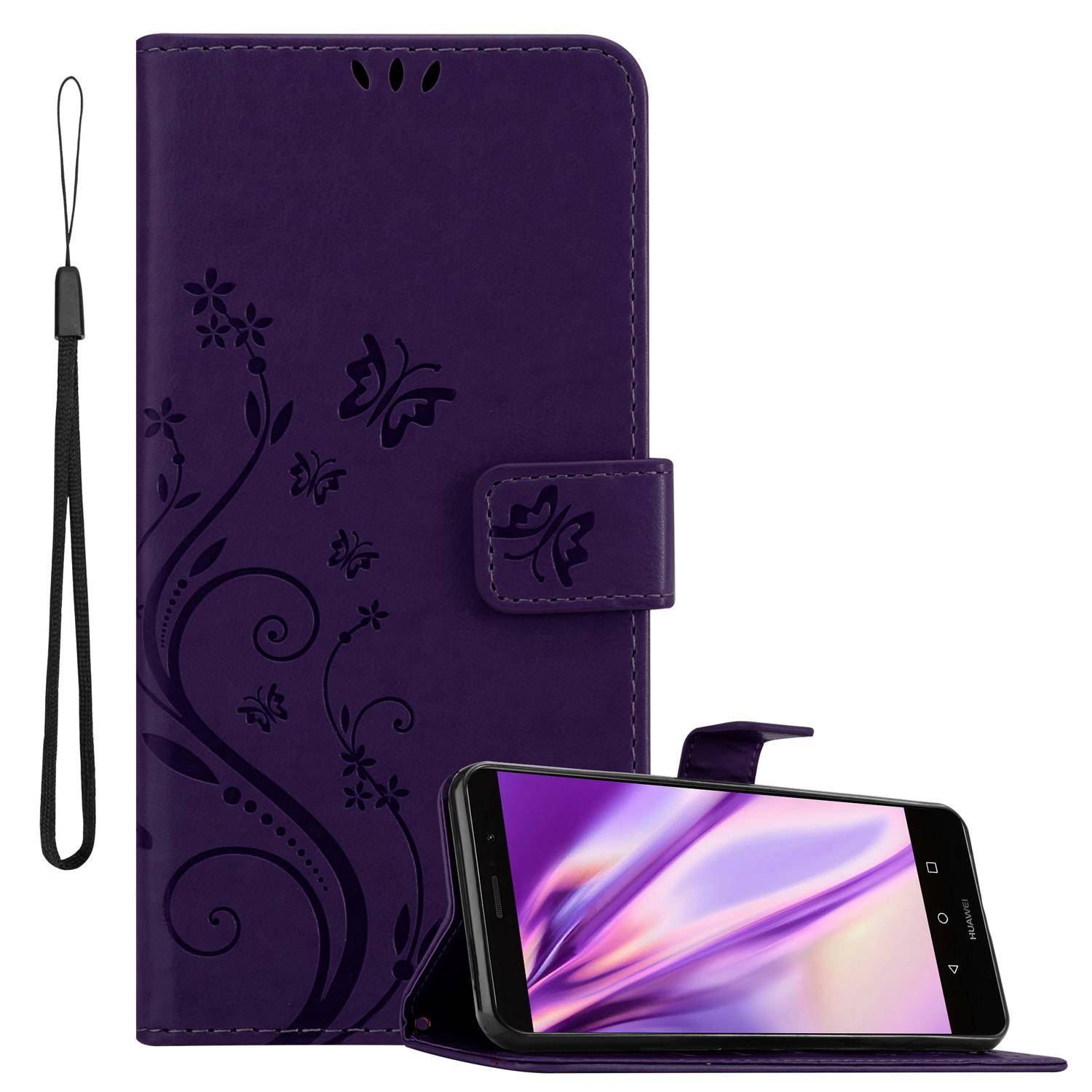 Cadorabo Hülle für Huawei MATE 9 Schutz Hülle in Lila Schutzhülle Handy Hülle Etui Case Blumen Flower