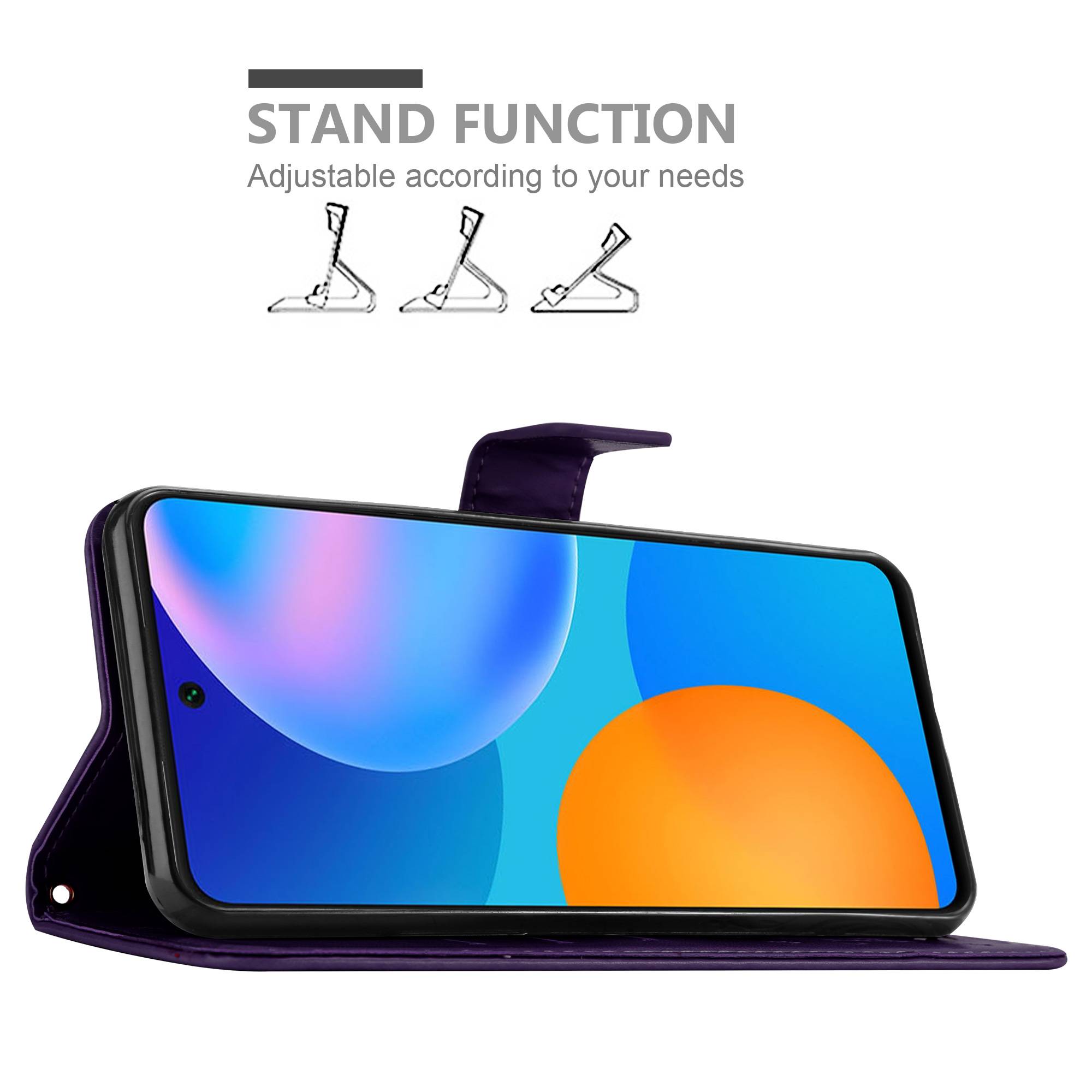 Cadorabo Hülle für Huawei P SMART 2021 Schutz Hülle in Lila Schutzhülle Handy Hülle Etui Case Blumen Flower