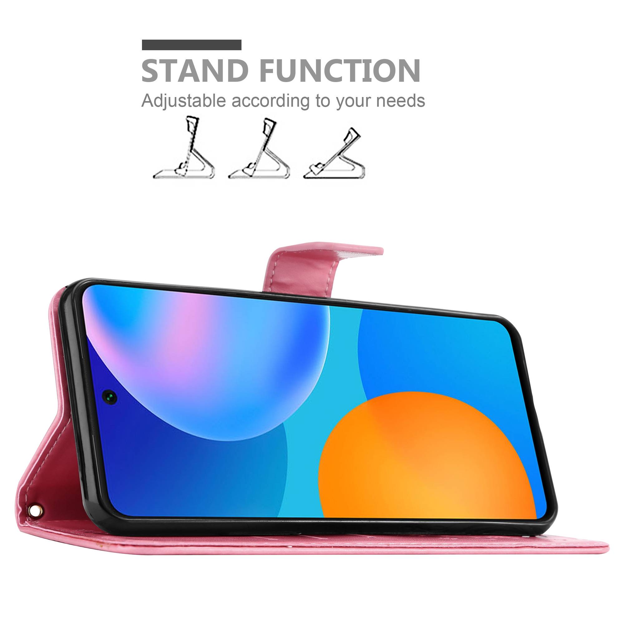 Cadorabo Hülle für Huawei P SMART 2021 Schutz Hülle in Rosa Schutzhülle Handy Hülle Etui Case Blumen Flower