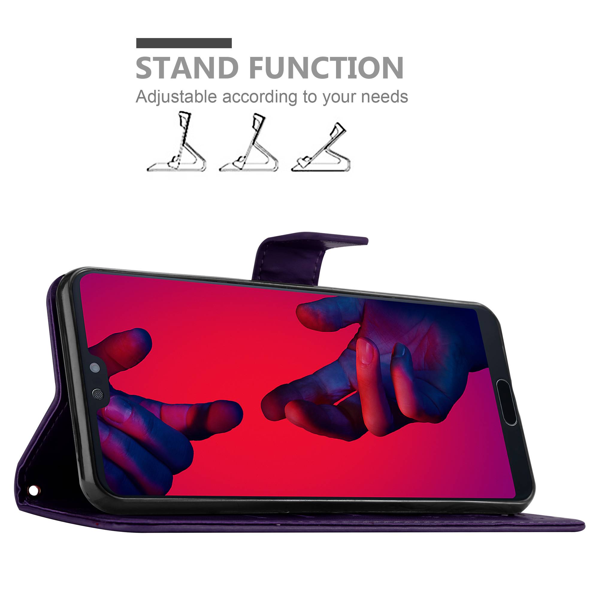 Cadorabo Hülle für Huawei P20 PRO / P20 PLUS Schutz Hülle in Lila Schutzhülle Handy Hülle Etui Case Blumen Flower
