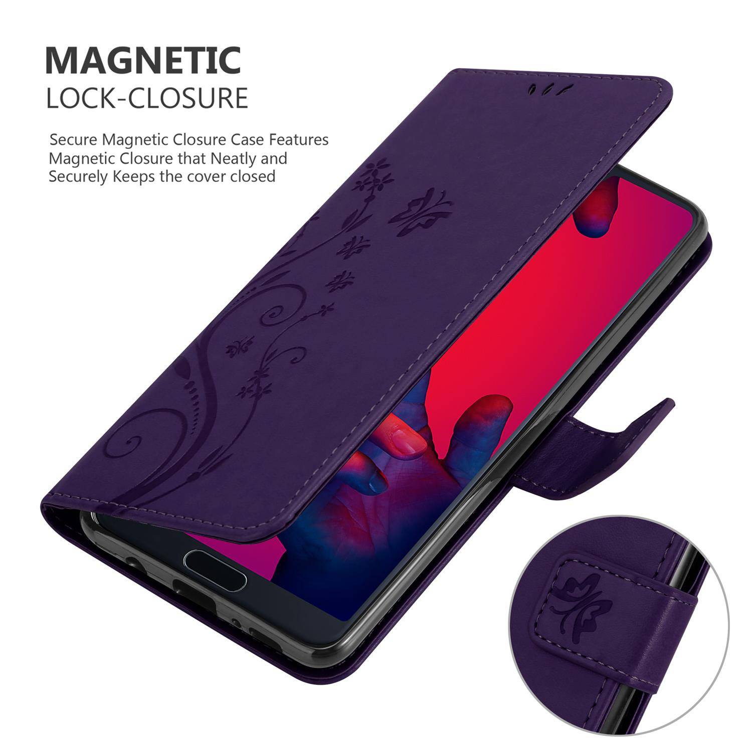 Cadorabo Hülle für Huawei P20 PRO / P20 PLUS Schutz Hülle in Lila Schutzhülle Handy Hülle Etui Case Blumen Flower