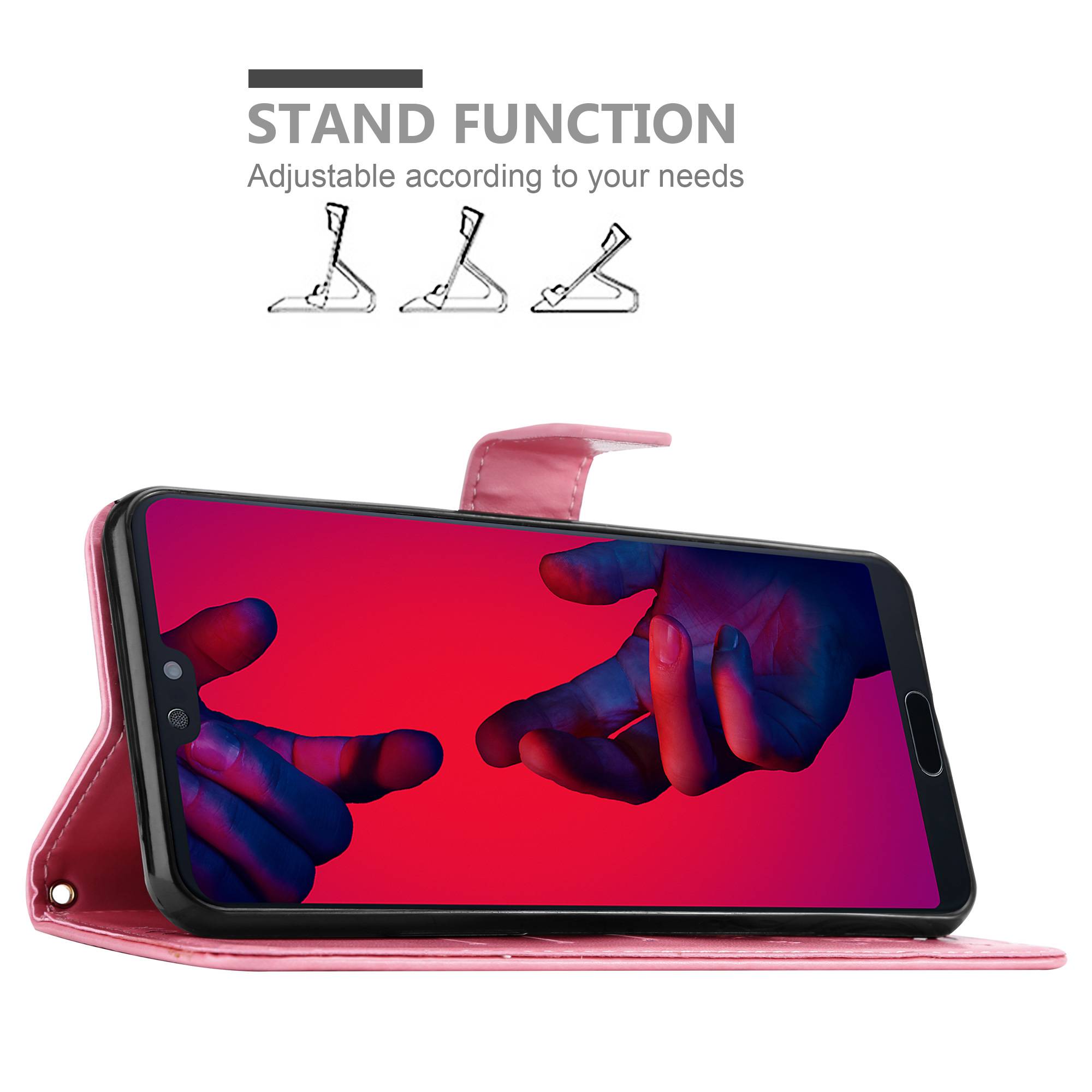 Cadorabo Hülle für Huawei P20 PRO / P20 PLUS Schutz Hülle in Rosa Schutzhülle Handy Hülle Etui Case Blumen Flower