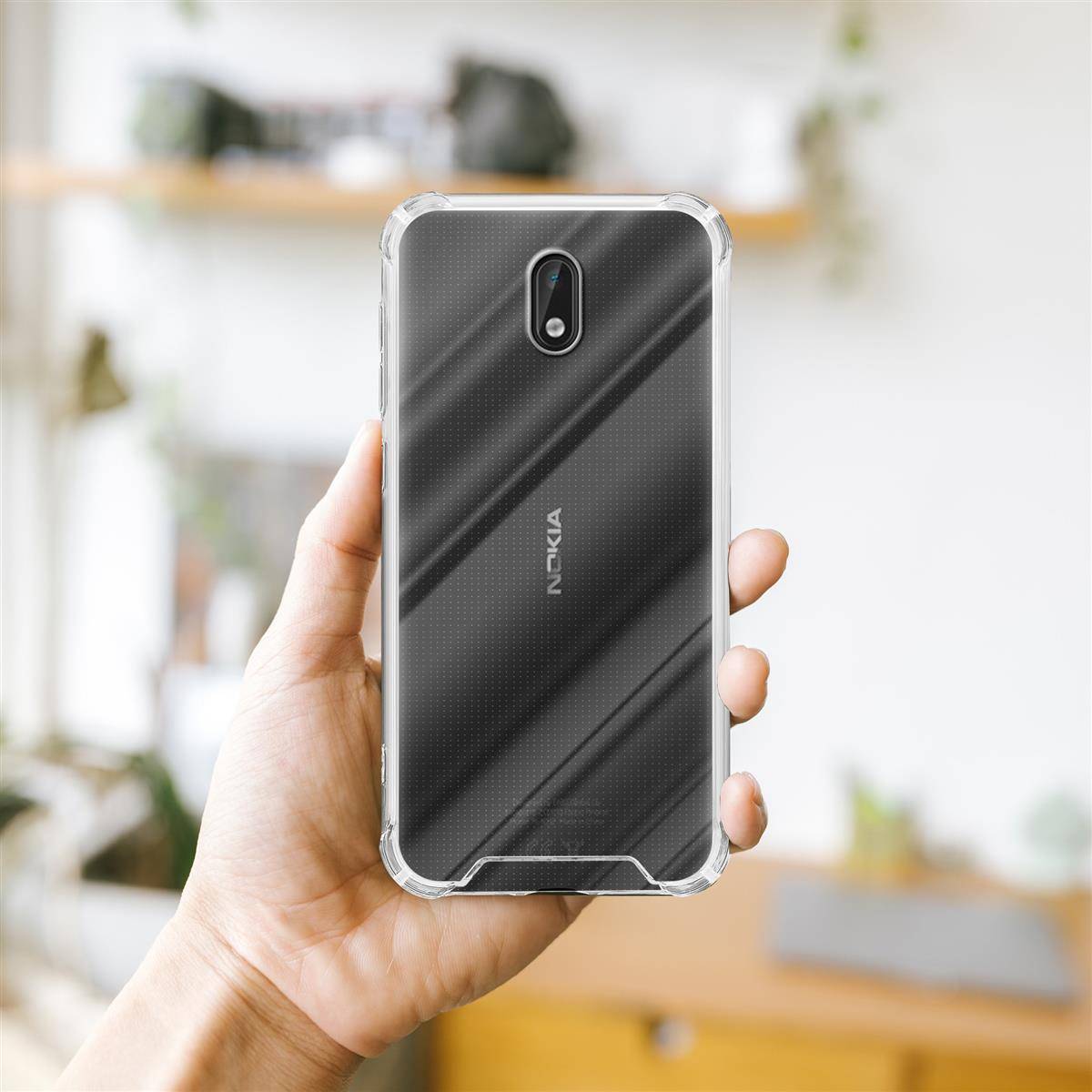 Cadorabo Hülle und 2x Tempered Panzer Folie für Nokia 3 2017 in Transparent Schutzhülle TPU Silikon Glas-Rücken Acryl