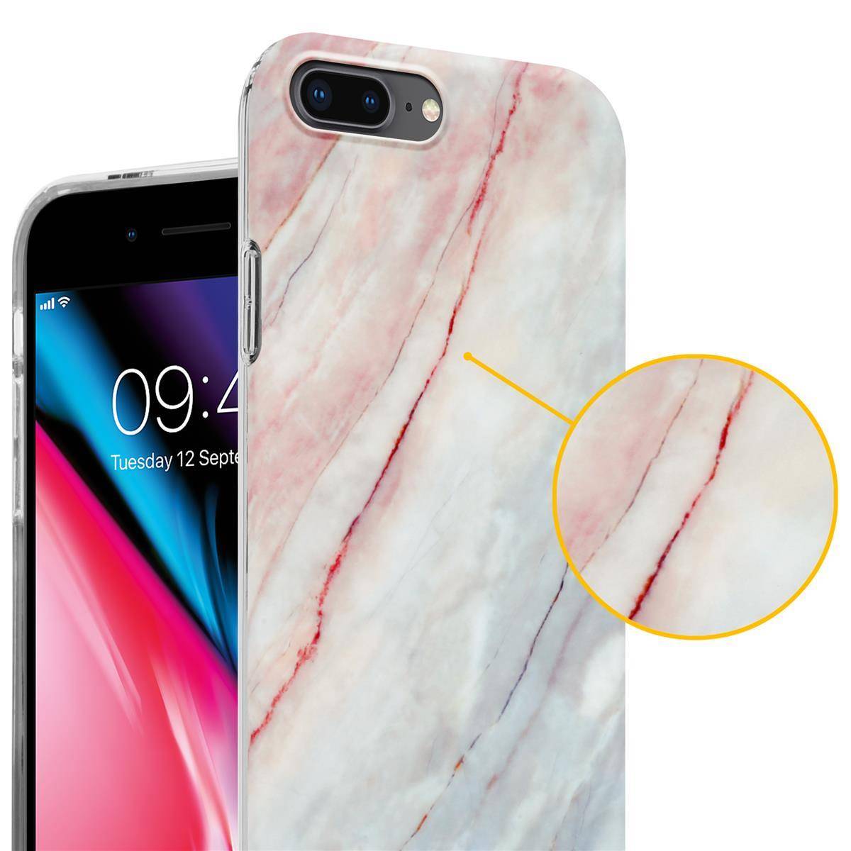 Cadorabo Schutzhülle für Apple iPhone 7 PLUS / 7S PLUS / 8 PLUS Hülle in Rosa TPU Handyhülle Etui Case Cover