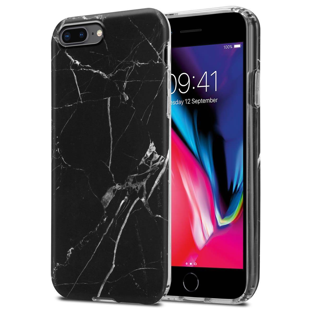 Cadorabo Schutzhülle für Apple iPhone 7 PLUS / 7S PLUS / 8 PLUS Hülle in Schwarz TPU Handyhülle Etui Case Cover