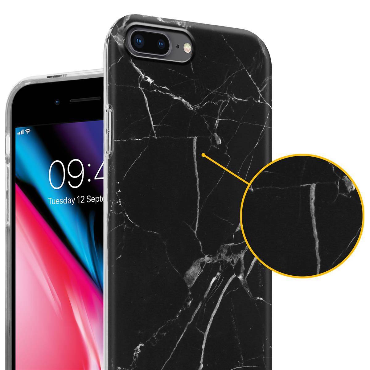 Cadorabo Schutzhülle für Apple iPhone 7 PLUS / 7S PLUS / 8 PLUS Hülle in Schwarz TPU Handyhülle Etui Case Cover