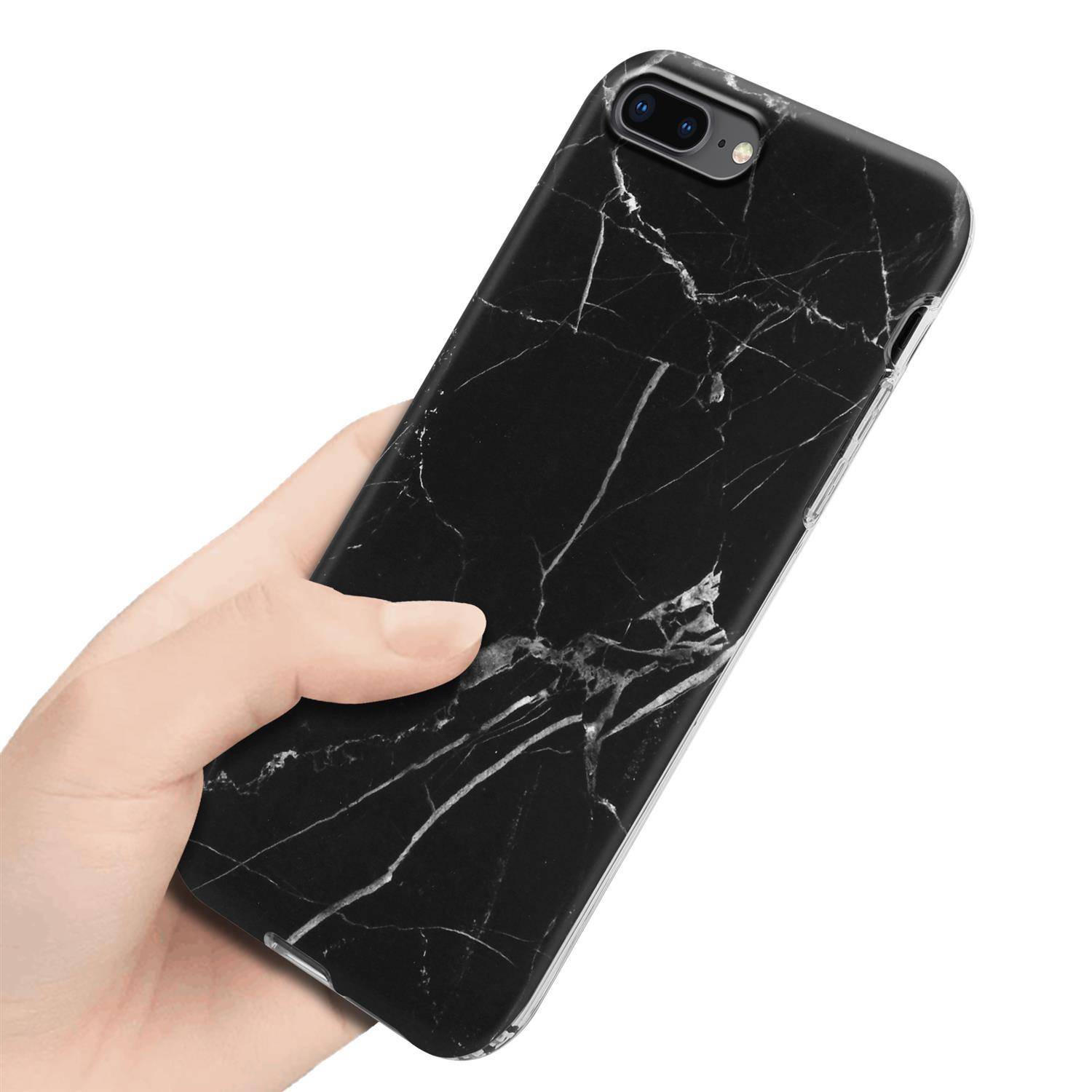 Cadorabo Schutzhülle für Apple iPhone 7 PLUS / 7S PLUS / 8 PLUS Hülle in Schwarz TPU Handyhülle Etui Case Cover