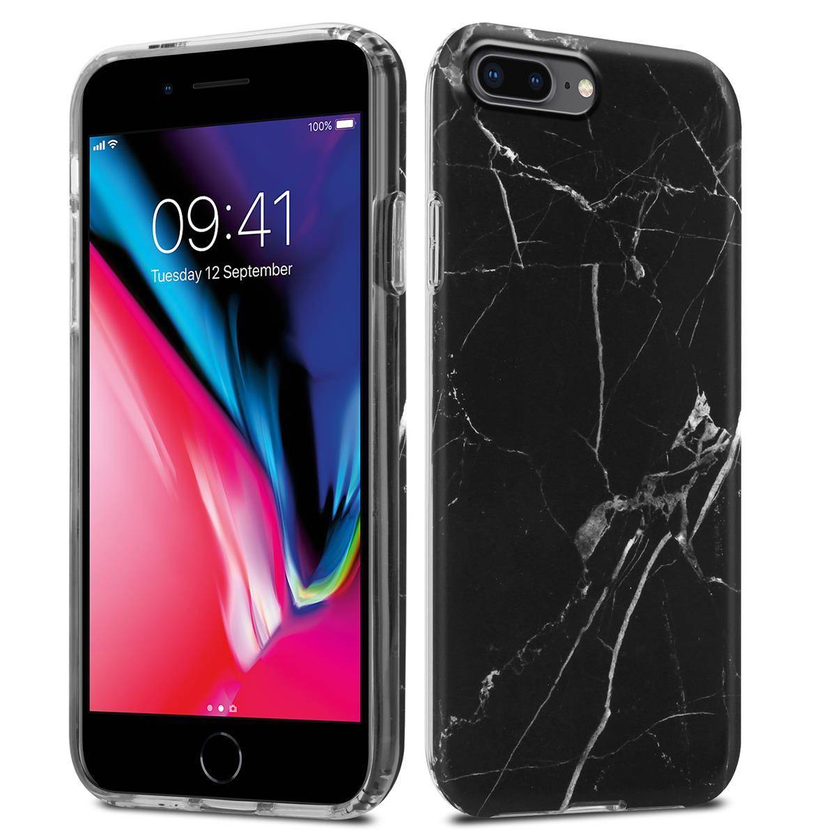 Cadorabo Schutzhülle für Apple iPhone 7 PLUS / 7S PLUS / 8 PLUS Hülle in Schwarz TPU Handyhülle Etui Case Cover