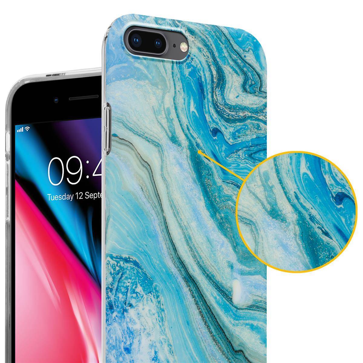 Cadorabo Schutzhülle für Apple iPhone 7 PLUS / 7S PLUS / 8 PLUS Hülle in Blau TPU Handyhülle Etui Case Cover