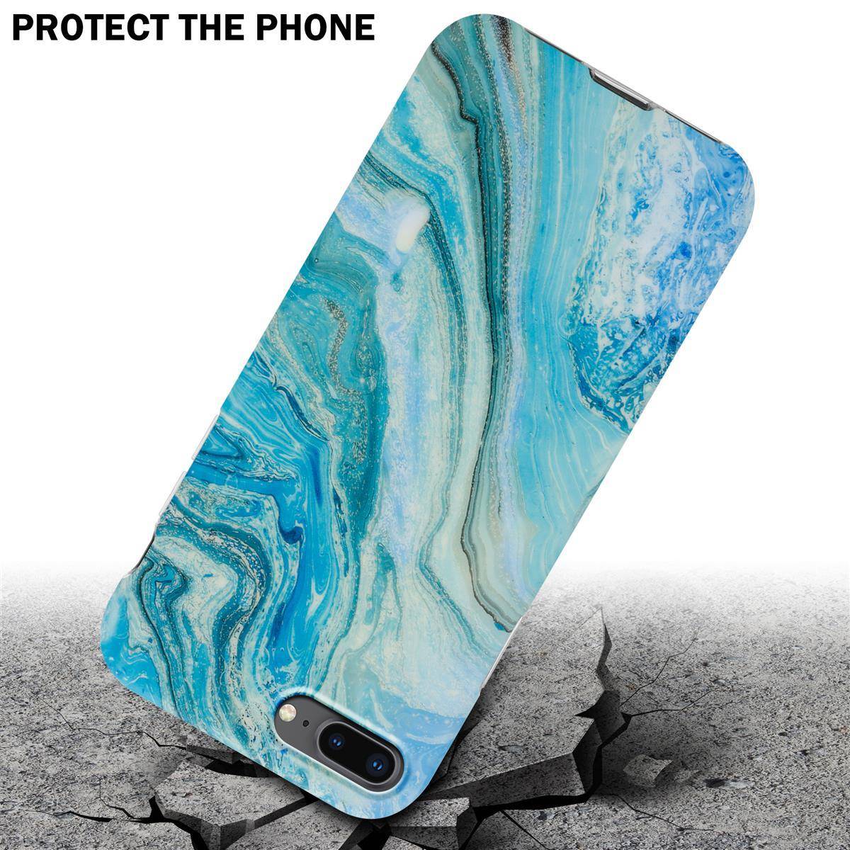 Cadorabo Schutzhülle für Apple iPhone 7 PLUS / 7S PLUS / 8 PLUS Hülle in Blau TPU Handyhülle Etui Case Cover