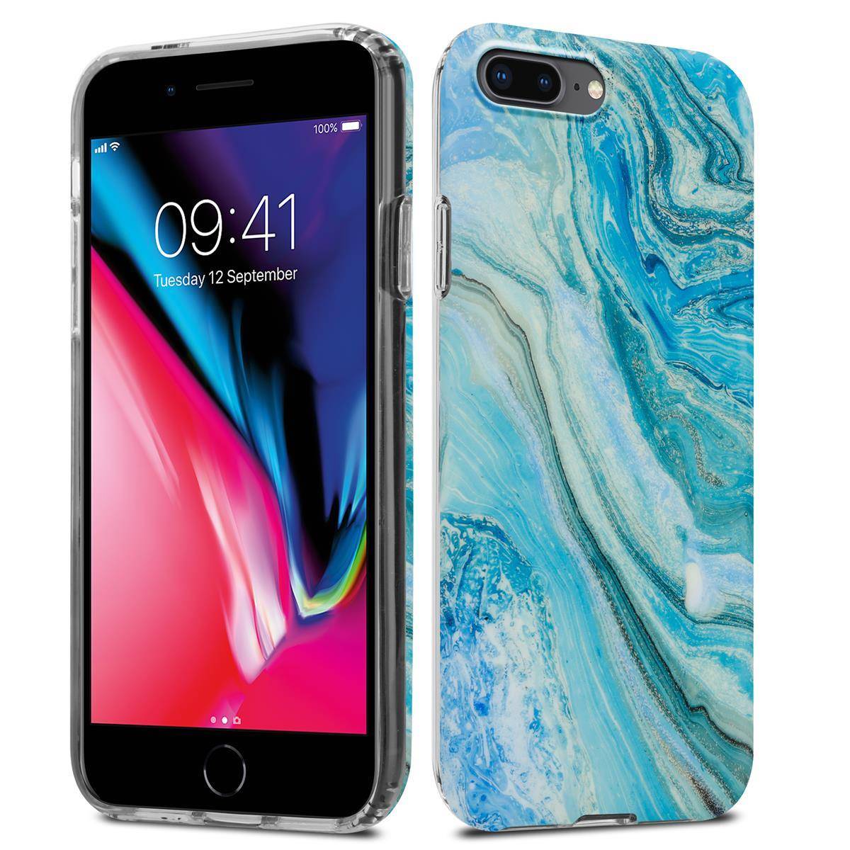 Cadorabo Schutzhülle für Apple iPhone 7 PLUS / 7S PLUS / 8 PLUS Hülle in Blau TPU Handyhülle Etui Case Cover
